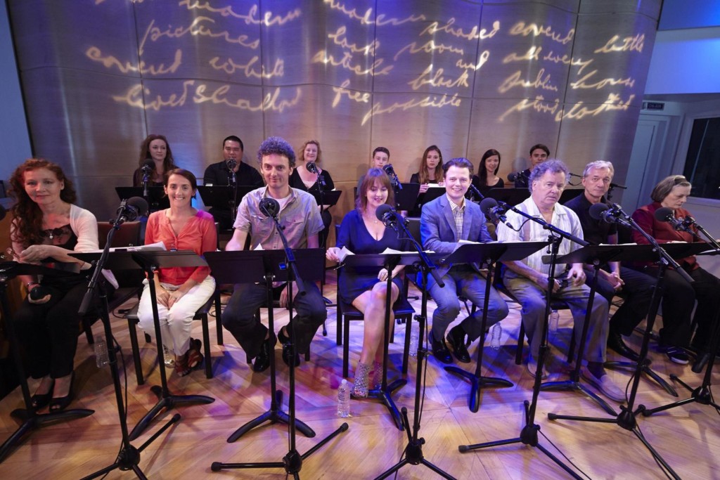 The full company of The Greene Space's production of the audio play, 'Dubliners: A Quartet'